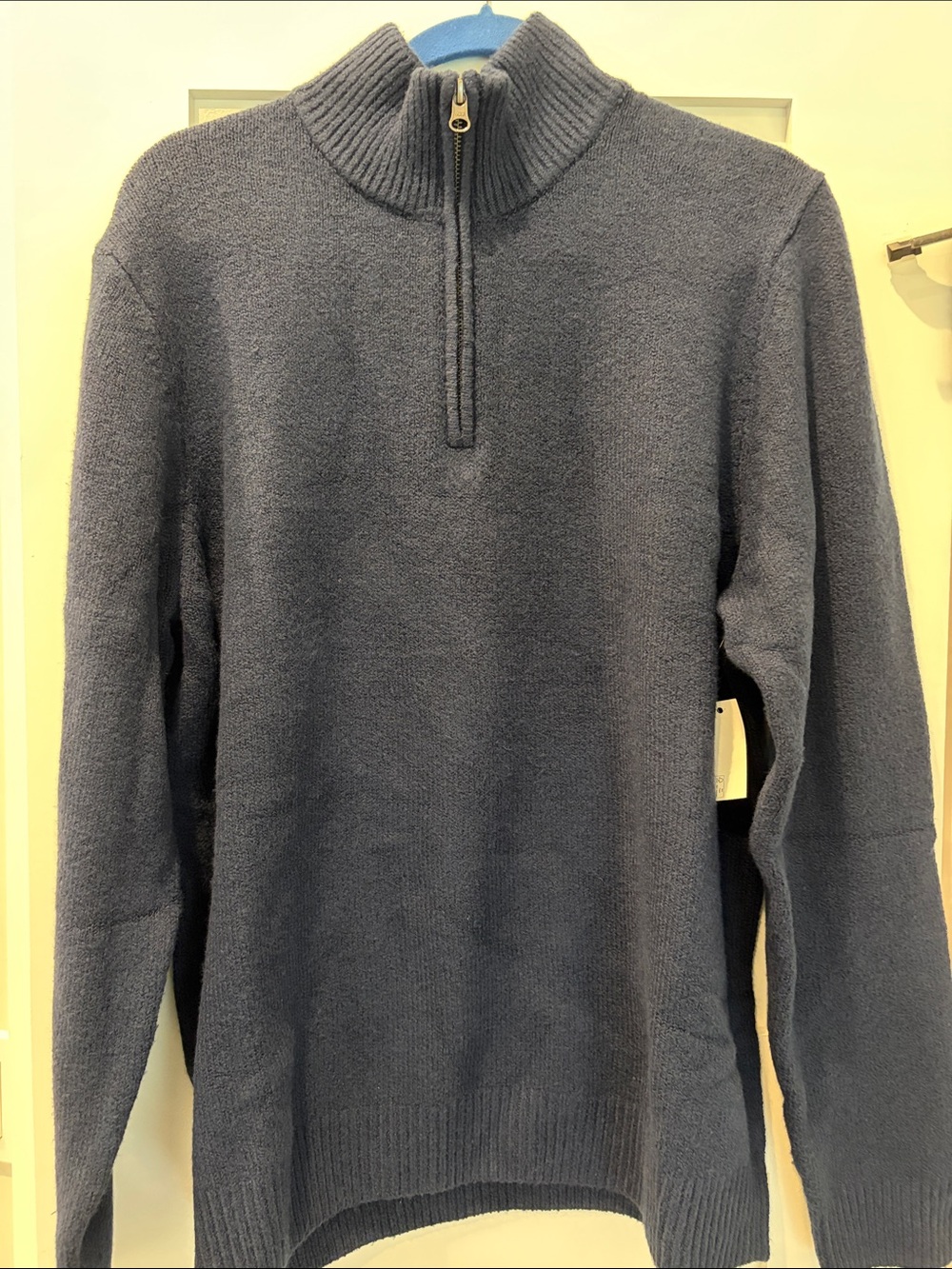 Amazon Essentials Men's Navy Zip Mock Collar Sweater